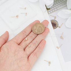 12Pcs 2 Size Brass Micro Pave Cubic Zirconia Flat Round Stud Earring Finding&nbsp;KK-BC0011-51