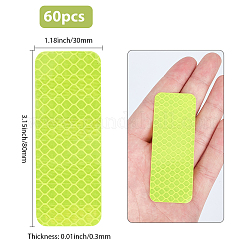 ペット用プラスチック反射ステッカー60枚  オートバイと自転車の装飾  長方形  きいろ  80x30x0.3mm&nbsp;DIY-SP0004-37