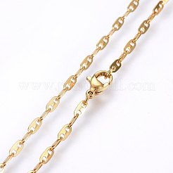 304ステンレススチールアンカーチェーンネックレス  ゴールドカラー  19.68インチ（50cm）  1.4mm&nbsp;NJEW-P226-03G-04
