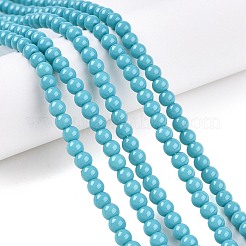 オペークソリッドカラーガラスビーズ連売り  ラウンド  空色  4~4.5mm  穴：0.8mm  約97~99個/連  14.76インチ〜14.96インチ（37.5~38cm）&nbsp;LS-GLAA-T032-P4mm-13A