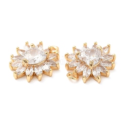 真鍮チャーム  ガラスと  花のチャーム  18KGP本金メッキ  16x13.5x4mm  穴：1.2mm&nbsp;KK-F860-27G