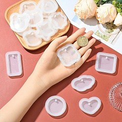 16個のDIYペンダントシリコンモールド  レジン型  混合図形  ホワイト  38~62x35~50x8~8.5mm  穴：3.5~3.8mm&nbsp;SIMO-YWC0001-03