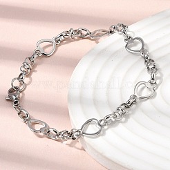 304 Stainless Steel Heart Link Chain Bracelet & Necklace Jewelry Sets&nbsp;SJEW-L199-08P