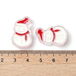 クリスマスデコレーションテーマの不透明アクリルビーズとエナメル  ホワイト  雪だるま  25x16x8.5mm  穴：3.5mm&nbsp;X-OACR-Z021-01J