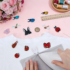 26Pcs 13 Styles Insects Theme Polyester Embroider Thread Iron on Sew On Patches&nbsp;PATC-BC0001-34