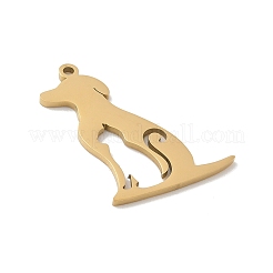304ステンレスペンダント  レーザー切断  犬チャーム  ゴールドカラー  26x20x1mm  穴：1.5mm&nbsp;STAS-F326-09G