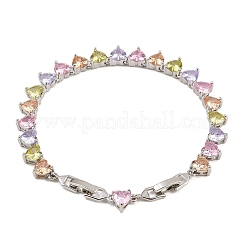 Platinum Tone Brass Micro Pave Cubic Zirconia Tennis Bracelets&nbsp;BJEW-B160-01P-01