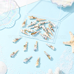 銅とアクリルとプラスチックのペンダント24個（2色）  巻き貝の形  ミックスカラー  38.5x11x12~14mm  穴：3mm  12個/カラー&nbsp;FIND-SC0020-01