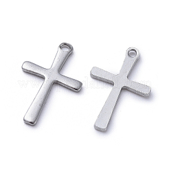 変色しにくい304ステンレススチールペンダント  レーザー切断  クロス  ステンレス鋼色  15.5x9.5x1mm  穴：1mm&nbsp;STAS-E466-19P
