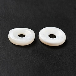 天然淡水シェルビーズ  ドーナツ/円盤  ホワイト  12x2.5mm  穴：3.5mm&nbsp;SHEL-G014-02C