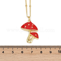 Brass FireBrick Enamel Pendant Necklaces for Women&nbsp;NJEW-U042-01B-G
