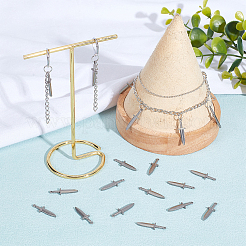 304ステンレススチールペンダント20個  剣のチャーム  ステンレス鋼色  21x6.5x2mm  穴：1mm&nbsp;FIND-UN0002-44B