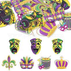 12Pcs 6 Style MARDI GRAS Carnival Double-Sided Transparent Acrylic Pendant&nbsp;SACR-CJ0001-67