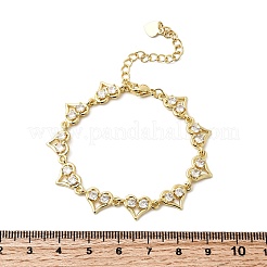 Heart Brass Micro Pave Cubic Zirconia Link Chain Bracelets&nbsp;BJEW-L715-01G-01
