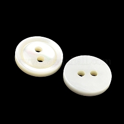 天然の貝ボタン  ヴィンテージ風の縁取りが施された2つ穴のフラットラウンドボタン  貝殻色  11.5x2mm  穴：1.6mm&nbsp;SH-CBA5C5E-02