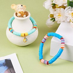 DIYジュエリー作成キット  手作りのポリマークレイビーズを含む  アクリル文字ビーズ  天然な混合カウリーシェルビーズ  CCBプラスチックビーズ  弾性水晶の線  はさみ  亜鉛合金カニカン  アイアン製ペンダント  ミックスカラー  ポリマークレイビーズ：6x1mm  穴：2mm&nbsp;DIY-SZ0005-44