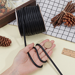 30mのワックス加工ポリエステル編みコード  DIYクラフト用  ブラック  5x4mm  約32.81ヤード（30m）/ロール&nbsp;YC-WH0011-03A