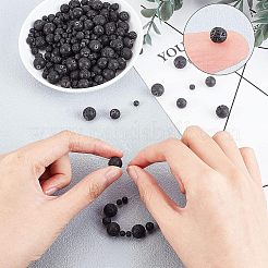 4 Strands 4 Styles Natural Lava Rock Round Beads Strands&nbsp;G-OC0003-35