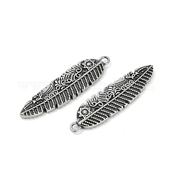 316サージカルステンレスペンダント  フェザーチャーム  アンティークシルバー  44.5x12x3mm  穴：2.5mm&nbsp;STAS-G349-14AS