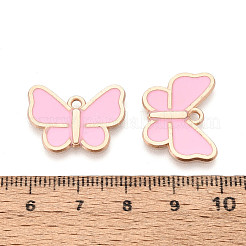 合金エナメルチャーム  蝶のチャーム  ゴールドカラー  パールピンク  19x22x2mm  穴：1.9mm&nbsp;ENAM-T024-60A-G