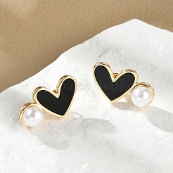 Heart Brass Stud Earrings&nbsp;EJEW-C141-01G