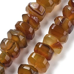 天然石瑪瑙ビーズ連売り  染め＆加熱  多面カット  ロンデル  ダークチソウ  15~17x15~17x9~11mm  穴：1.2mm  約19~21個/連  6.89''~7.48''（17.5~19センチメートル）&nbsp;G-K392-A16
