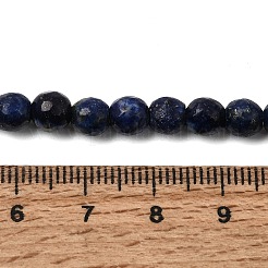 天然染色ラピスラズリビーズ連売り  多面カットラウンド  ミッドナイトブルー  6mm  穴：1mm  約59個/連  14.5インチ&nbsp;LS-G-G059-6mm
