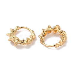 女性用ツイスト リング ブラス フープ イヤリング  18KGP本金メッキ  14x4.5mm&nbsp;EJEW-B056-17G