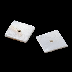 天然淡水シェルのペンダント  スクエアチャーム  貝殻色  16x16~16.5x2mm  穴：1.8mm&nbsp;SHEL-C010-08