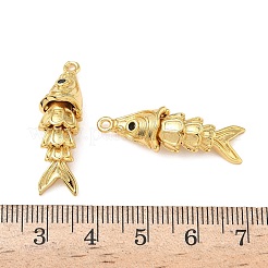 真鍮製マイクロパヴェキュービックジルコニアペンダント  魚のチャーム  18KGP本金メッキ  30x9x8.5mm  穴：1.5mm&nbsp;KK-H526-01F-G