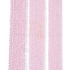 ガラスビーズ連売り  多面カットそろばん  ロンデル  ピンク  6x5mm  穴：1mm  約78~81個/連  37~39cm&nbsp;EGLA-A034-T6mm-D10
