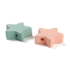 スプレー塗装された天然メープルウッドビーズ  スター  ミックスカラー  18x19.50x6mm  穴：2.50mm&nbsp;WOOD-M007-27