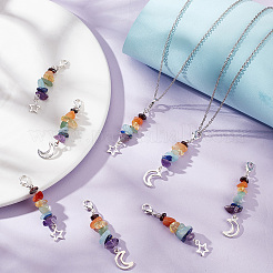 20Pcs 2 Styles Chakra Theme Natural Gemstone Pendant Decorations&nbsp;HJEW-CN0001-24