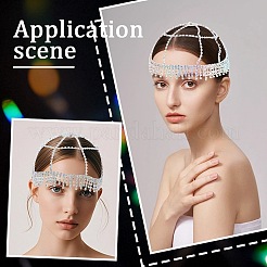 合金ラインストーンメッシュヘッドバンド  女性と女の子のためのヘアアクセサリー  プラチナ  224x6mm&nbsp;OHAR-WH20005-32P