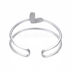 Non-Tarnish 304 Stainless Steel Heart Wrap Open Cuff Ring&nbsp;X-RJEW-T023-73P