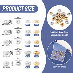 20Pcs 10 Styles 304 Stainless Steel Corrugated Beads&nbsp;STAS-TA0003-14
