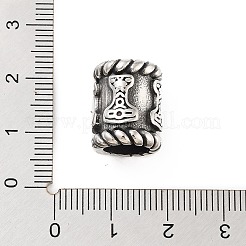 304ステンレススチールヨーロピアンビーズ  大穴ビーズ  コラム  アンティークシルバー  15.5x12.5mm  穴：8mm&nbsp;STAS-I205-03AS