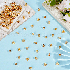 チベット風合金ヨーロピアンビーズ100個  大穴ビーズ  バレル  ゴールドカラー  8x5.5mm  穴：4mm&nbsp;FIND-ME0003-50G