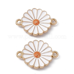 合金エナメルコネクタチャーム  花のリンク  ライトゴールド  ホワイト  15x20x2mm  穴：1.6mm&nbsp;ENAM-C008-15A-KCG