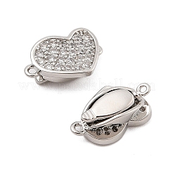 Brass Micro Pave Clear Cubic Zirconia Box Clasps&nbsp;KK-C075-14P