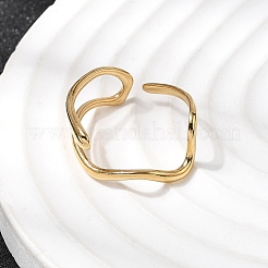 304 Stainless Steel Open Cuff Rings for Women&nbsp;RJEW-K313-13G