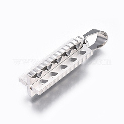 304ステンレスペンダント  テクスチャ  模様の長方形  ミックスカラー  29x10x10mm  穴：9x5mm&nbsp;STAS-L218-06