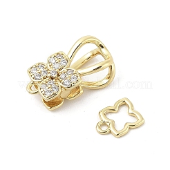 Brass Micro Pave Clear Cubic Zirconia Interlocking Clasps&nbsp;LS-KK-U059-16G