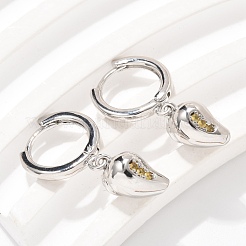 Brass Cubic Zirconia Hoop Earrings&nbsp;EJEW-Q015-01P-F