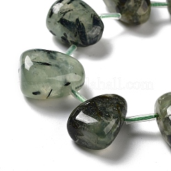 天然石プレナイトビーズ連売り  ティアドロップ  トップ掘削  22.5~26x14.5~19x12~14.5mm  穴：0.9mm  約8~9個/連  7.48''~8.66''（19~22センチメートル）&nbsp;G-P528-E13-01
