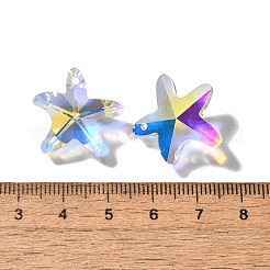 ガラスチャーム  ヒトデ  ABカラー  多面カット  クリアAB  19.5x20.5x8.5mm  穴：1.4mm&nbsp;GLAA-I057-03B