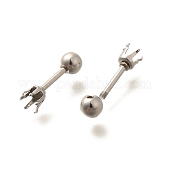 304ステンレススチールスタッドピアス金具  ステンレス鋼色  トレイ：4.5mm  15x6mm  ピン：1mm&nbsp;STAS-F311-18P-02C