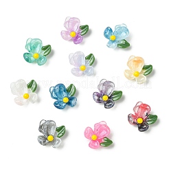 100本10色透明樹脂カボション  花  グリッターパウダー付き  ミックスカラー  15x14.5x6.5mm  10個/カラー&nbsp;FIND-CJ0004-67