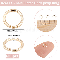 600 個真鍮オープン丸カン  14KGP本金メッキ  24ゲージ  4x0.5mm  内径：3mm&nbsp;FIND-BBC0005-14
