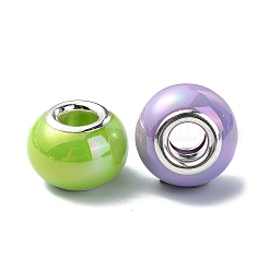 オペークアクリルヨーロピアンビーズ  ステンレス製のコアと  大穴ビーズ  ABカラー  ミックスカラー  14x10mm  穴：5mm&nbsp;OACR-E033-18P